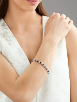 Bransoletka z białego złota z brylantami i szafirami - 18 cm - próba 585