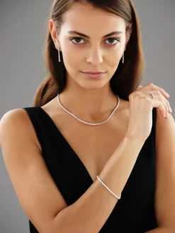 Bransoletka z białego złota z brylantami - 18 cm - 3,50 ct - próba 750