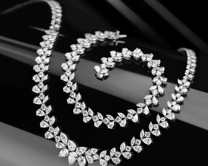 Bransoletka z białego złota z diamentami - 18 cm - 8,15 ct - próba 750