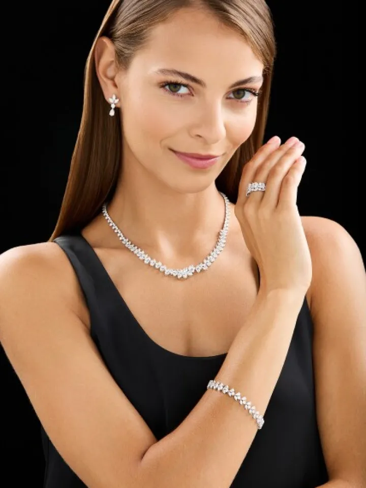 Bransoletka z białego złota z diamentami - 18 cm - 8,15 ct - próba 750