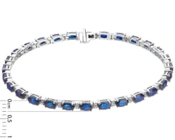 Bransoletka z białego złota z brylantami i szafirami - 18 cm - próba 585