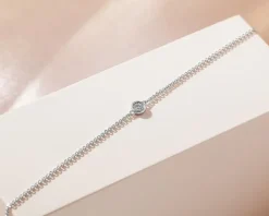 Bransoletka z białego złota z diamentem - 0,007 ct - próba 375