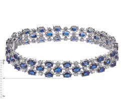 Bransoletka z białego złota z brylantami i szafirami - 18 cm - próba 585