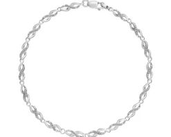 Bransoletka z białego złota z diamentami - 18 cm - 0,17 ct - próba 375