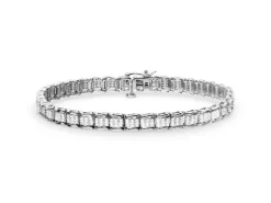 Bransoletka z białego złota z diamentami - 19 cm - 0,78 ct - próba 585