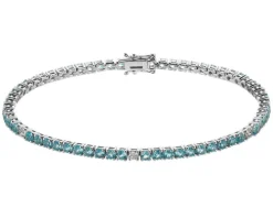 Bransoletka z białego złota z brylantami i topazami London Blue - 18 cm - próba 585