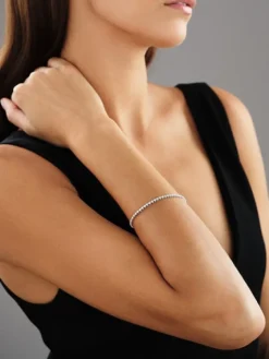 Bransoletka z białego złota z diamentami i topazami białymi - 18 cm - próba 375