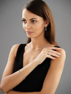 Bransoletka z białego złota z diamentami i topazami białymi - 18 cm - próba 375