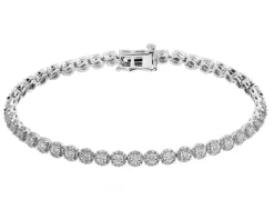 Bransoletka z białego złota z diamentami - 18 cm - 1,00 ct - próba 585