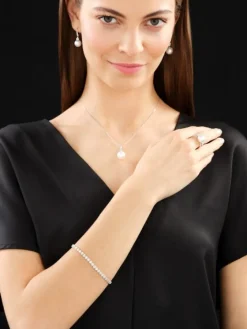 Bransoletka z  białego złota z diamentami - 18 cm - 1,00 ct - próba 585