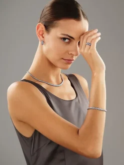 Bransoletka z białego złota z brylantami i szafirami - próba 585