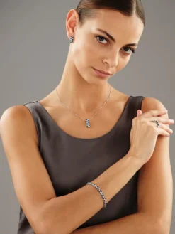 Bransoletka z białego złota z brylantami i szafirami - próba 585