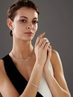 Bransoletka z białego złota z brylantami - 18 cm - 0,85 ct - próba 585