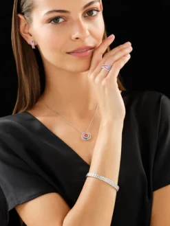 Bransoletka z białego złota z diamentami - 18 cm - 0,40 ct - próba 585