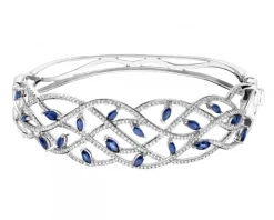 Bransoletka z białego złota z brylantami i szafirami - próba 585