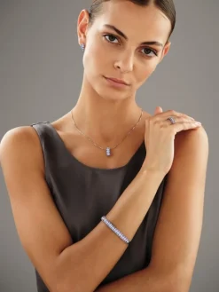 Bransoletka z białego złota z diamentami i tanzanitami - próba 585