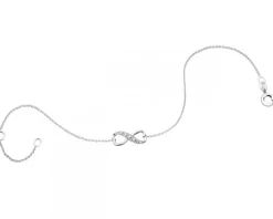 Bransoletka z białego złota z diamentami - serce, nieskończoność - 0,02 ct - próba 375