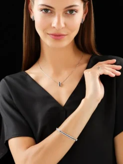 Bransoletka z białego złota z brylantami i szafirami - próba 585