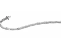 Bransoletka z białego złota z diamentami - 18 cm - 0,90 ct - próba 585