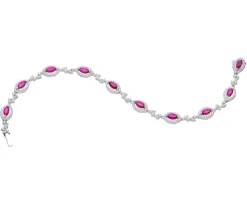 Bransoletka z białego złota z brylantami i rubinami - 18 cm - próba 585