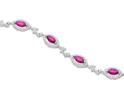Bransoletka z białego złota z brylantami i rubinami - 18 cm - próba 585