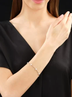 Bransoletka z białego złota z brylantami - 19 cm - - 0,90 ct - próba 585