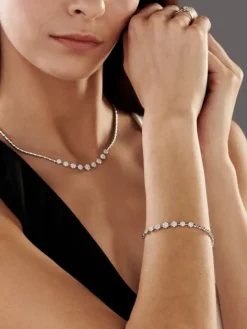 Bransoletka z białego złota z brylantami - 18 cm - 0,83 ct - próba 585