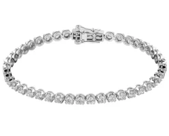 Bransoletka z białego złota z brylantami - 18 cm - 5,00 ct - próba 750