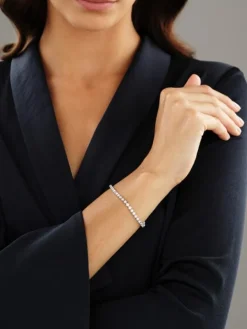 Bransoletka z białego złota z brylantami -  18 cm - 3,00 ct - próba 585