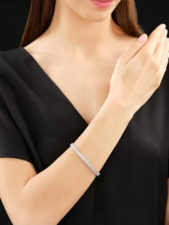 Bransoletka z białego złota z diamentami i szafirami - 18 cm - próba 585