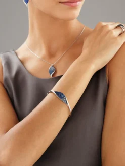 Bransoletka z białego złota z brylantami i szafirami - próba 585