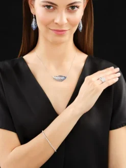 Bransoletka z białego złota z brylantami - 18 cm - 2,17 ct - próba 585