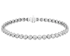 Bransoletka z białego złota z brylantami - 18 cm - 3,58 ct - próba 585