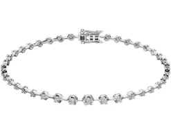 Bransoletka z białego złota z brylantami - 18 cm - 0,60 ct - próba 750