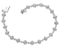 Bransoletka z białego złota z diamentami - 18 cm - 1,00 ct - próba 585