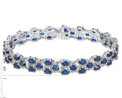 Bransoletka z białego złota z diamentami i szafirami - 19 cm - próba 585
