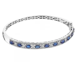 Bransoletka z białego złota z brylantami i szafirami - próba 585