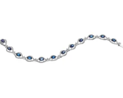 Bransoletka z białego złota z brylantami i szafirami - 18 cm - próba 585