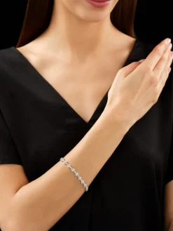 Bransoletka z białego złota z brylantami - 19 cm - 3,15 ct - próba 585