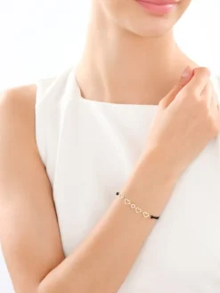 Bransoletka z cyrkonią i elementami z  żółtego złota - serca