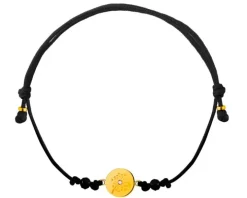 Bransoletka z cyrkonią i elementami z żółtego złota - kwiat