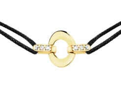 Bransoletka z cyrkoniami i elementami z żółtego złota