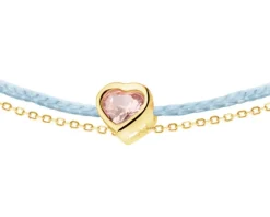 Bransoletka z cyrkoniami i elementami z żółtego złota - serce