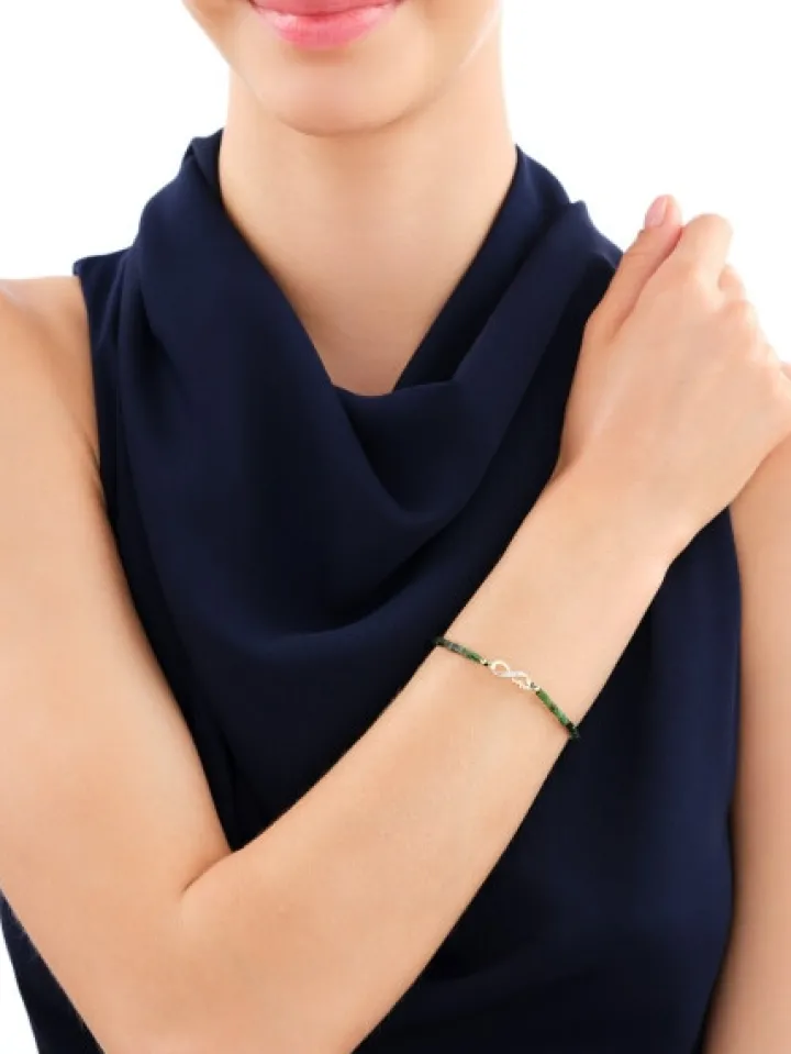 Bransoletka z diamentami, zoisytami i elementami żółtego złota - nieskończoność - próba 375