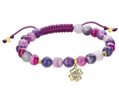 Bransoletka z diamentami, agatami i elementami żółtego złota - próba 375