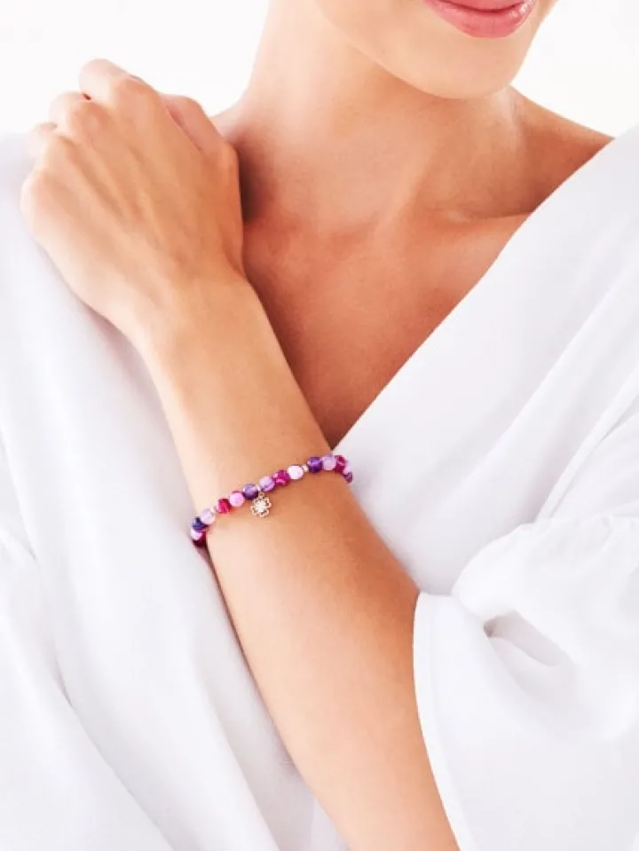 Bransoletka z diamentami, agatami i elementami żółtego złota - próba 375