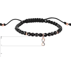 Bransoletka z diamentem, agatami i elementami różowego złota - nieskończoność - próba 375