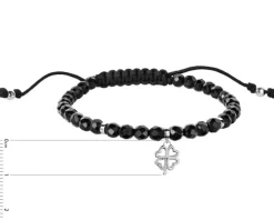 Bransoletka z diamentem, agatami i elementami białego złota - koniczyna - próba 585