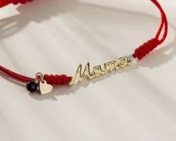 Bransoletka z diamentem, agatem i elementami żółtego złota - mama - próba 375