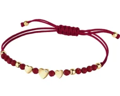 Bransoletka z diamentem, jaspisami i elementami żółtego złota - serca - próba 375